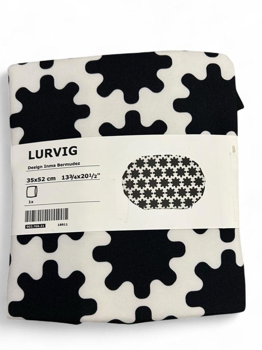 IKEA LURVIG Pet Cushion Bed Cover Black White Geometric 13x20 Inma Bermudez